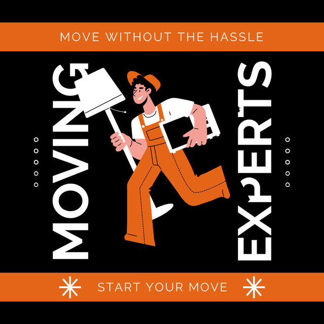 Plantilla de diseño de Moving Services Ad with Courier carrying Lamp Instagram AD 