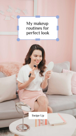 Beautiful Woman applying Makeup Instagram Story Design Template