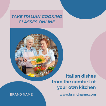 Online Italian Cooking Classes  Instagram Tasarım Şablonu