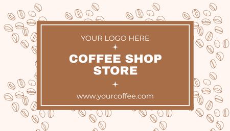 Coffee Store Loyalty Program on Beige Business Card US Design Template