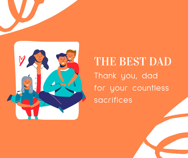Lovely Greeting for Dad on Father's Day With Illustration Facebook Tasarım Şablonu