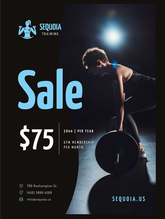 Plantilla de diseño de Gym Special Offer with Woman doing Workout Poster US 
