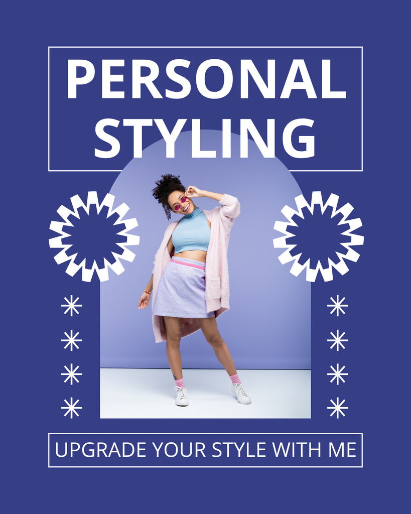 Personal Style Upgrading Services Ad on Purple Instagram Post Vertical Modelo de Design