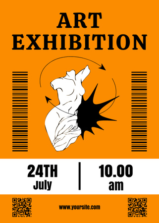 Art Exhibition Announcement with Antique Statue Flayer Design Template