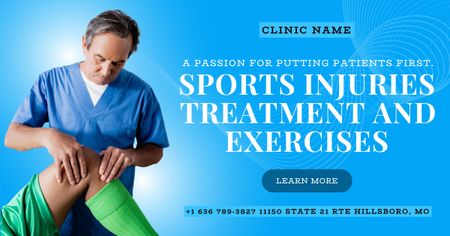 Sport Injuries Treatment and Exercises Facebook AD Design Template
