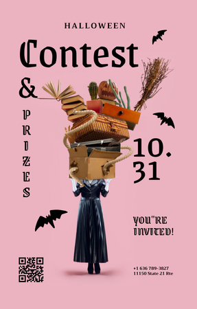 Halloween Contest Announcement Invitation 4.6x7.2inデザインテンプレート
