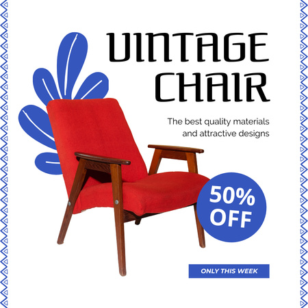 Well-preserved Armchair With Discounts In Antiques Shop Instagram Design Template