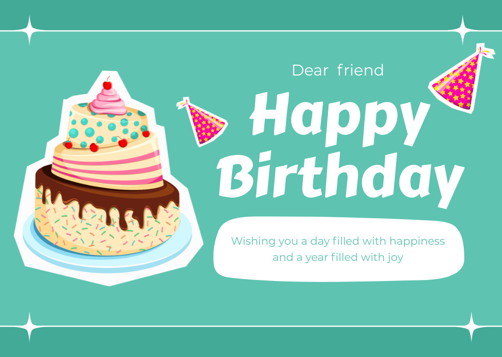 Happy Birthday to Dear Friend Card Modelo de Design