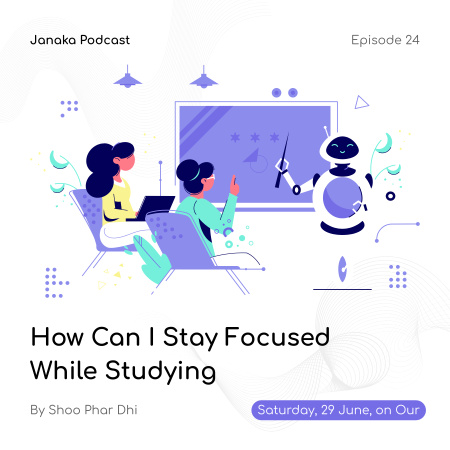 Learn how to Concentrate while Studying  Podcast Cover Design Template