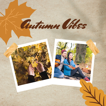 Designvorlage Herbststimmung mit Fotos von Paaren für Instagram