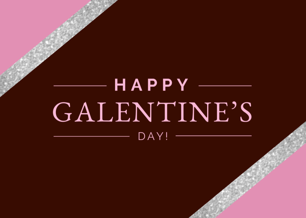Galentine's Day Bright Holiday Greeting Postcard 5x7in Design Template