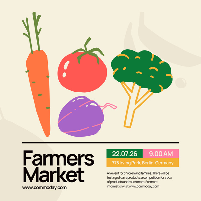 Ad of Opening of Farmer's Market with Vegetables Instagram Πρότυπο σχεδίασης