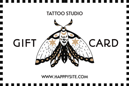 Illustrated Butterfly And Tattoo Studio Service With Discount Gift Certificate – шаблон для дизайну