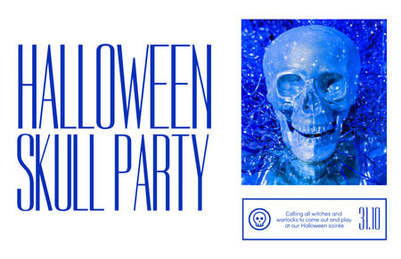 Halloween Skull Party Announcement Flyer 5.5x8.5in Horizontal Design Template