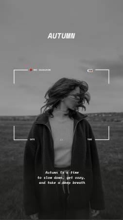 Designvorlage Autumn Inspiration with Young Girl in Field für Instagram Story