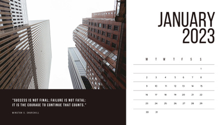 Plantilla de diseño de rascacielos de nueva york con cotizaciones de negocios Calendar 
