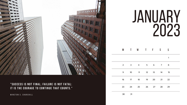 New York skyscrapers with Business quotes Calendarデザインテンプレート