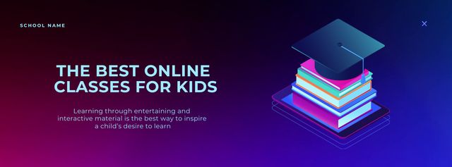 Online Classes for Kids Facebook Video cover – шаблон для дизайну