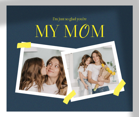 Mother's Day Holiday Greeting with Photo Collage Facebook Design Template