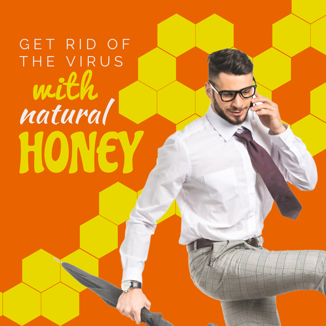 Designvorlage Natural Honey Offer to Fight Viruses für Instagram