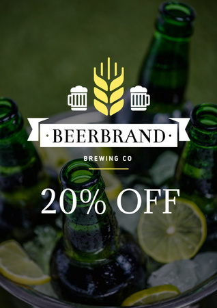 Brewing company Ad with bottles of Beer Poster A3 Design Template