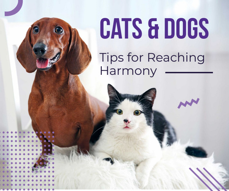 Designvorlage Tips for reaching harmony between cat and dog poster für Medium Rectangle