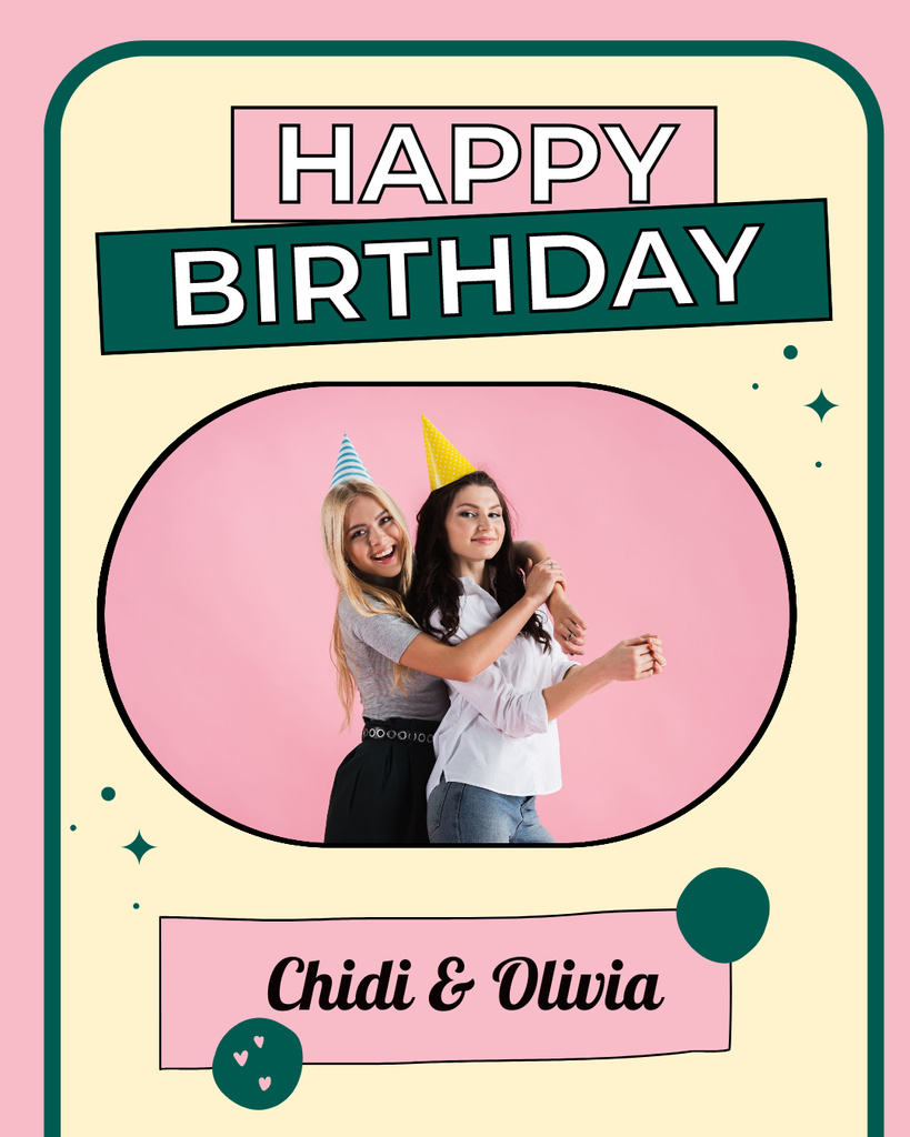 Happy Birthday to a Friends Instagram Post Vertical Design Template
