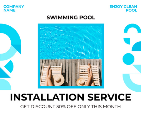 Ontwerpsjabloon van Facebook van Pool Cleaning Service Discount Offer This Month