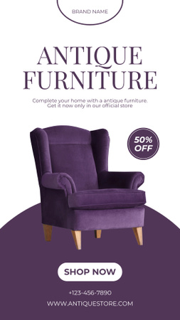 Purple Rare Armchair At Reduced Price Offer Instagram Story Design Template