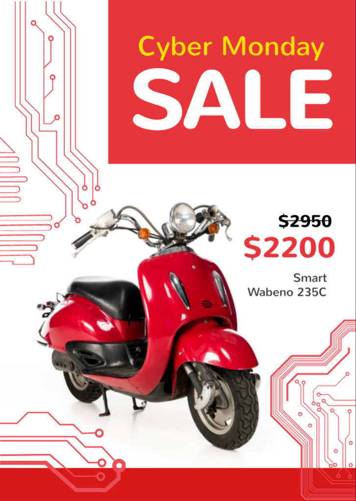 Cyber Monday Electric Scooter Deals Flyer A6 Πρότυπο σχεδίασης
