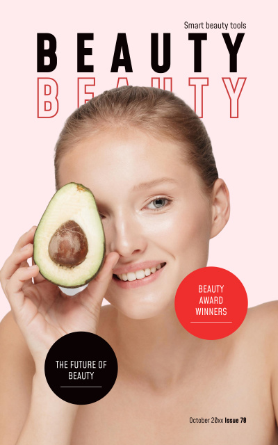 Smart Beauty Tools with Woman and Avocado Book Cover Modelo de Design