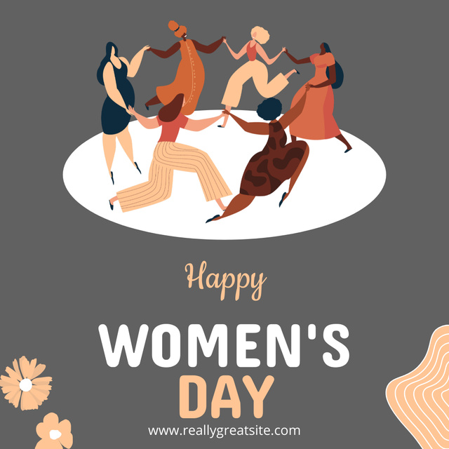 Modèle de visuel International Women's Day with Happy Dancing Women - Instagram