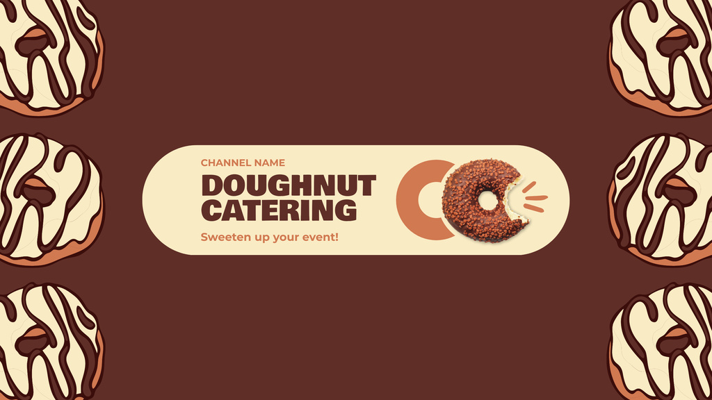 Doughnut Catering Special Promo with Donuts in Brown Youtube Tasarım Şablonu
