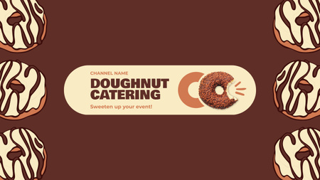 Donut Catering Özel Promosyonu Kahverengi Donutlarla Youtube Tasarım Şablonu
