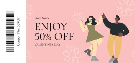 Valentine's Day Discount Offer with Gay Couple in Love Coupon Din Large Design Template