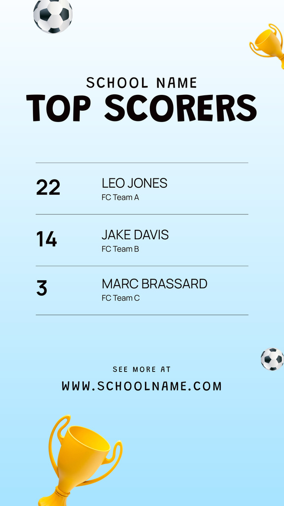 Designvorlage Top Soccer Scorers für Instagram Story