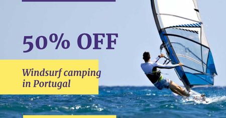 Template di design Windsurf Camps Ad with Man riding Board Facebook AD
