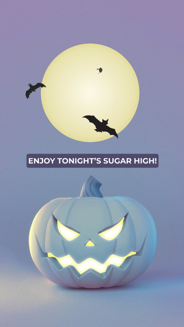 Chilling Halloween Greeting With Bats And Jack-o'-lantern Instagram Video Story Design Template