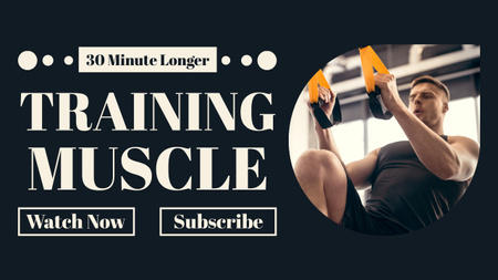 Designvorlage mann beim training im fitnessstudio für Youtube Thumbnail