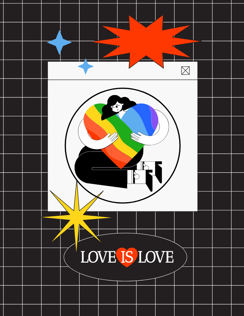 Awareness of Tolerance to LGBT with Bright Illustration In Black Poster 8.5x11inデザインテンプレート