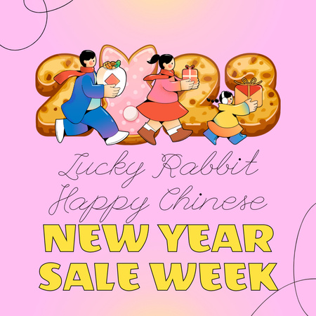 Chinese New Year Sale Announcement Animated Post Tasarım Şablonu