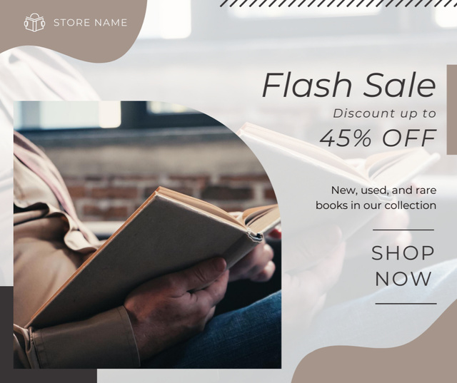 Designvorlage Book Store Flash Sale für Facebook