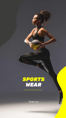 Platilla de diseño Sports Wear Ad with Fit Woman Instagram Story