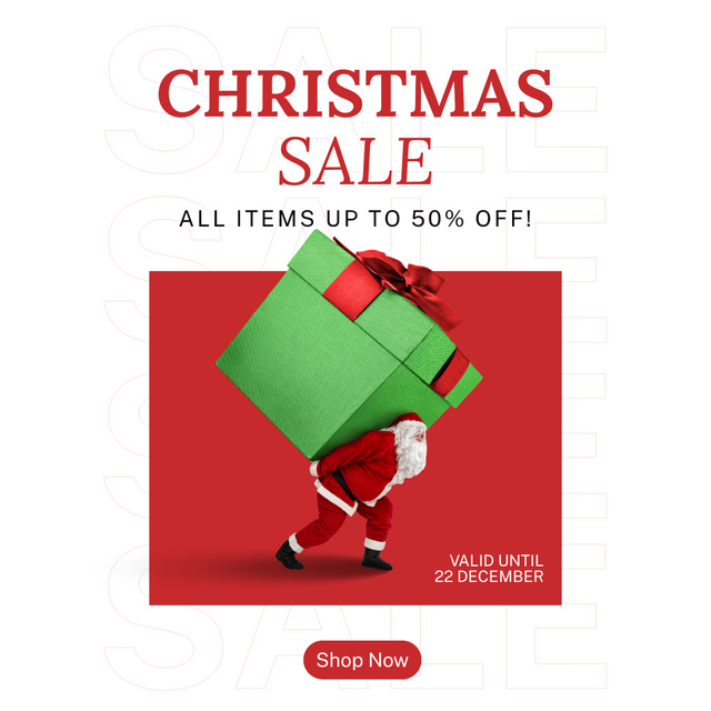 Christmas Gift from Santa Sale Offer Instagram AD Design Template