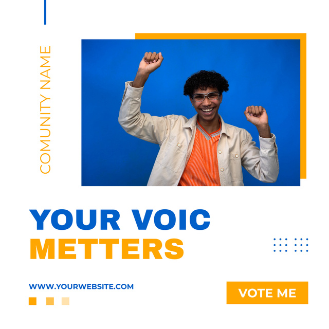 Ontwerpsjabloon van Instagram AD van Vote For Us with Young African American Guy
