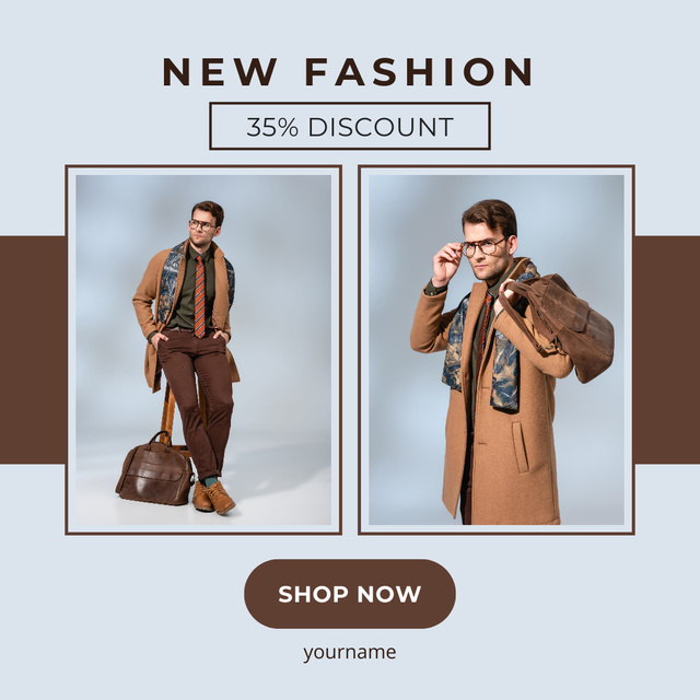 Fashion Ads with Man in Stylish Outfit Instagram AD tervezősablon