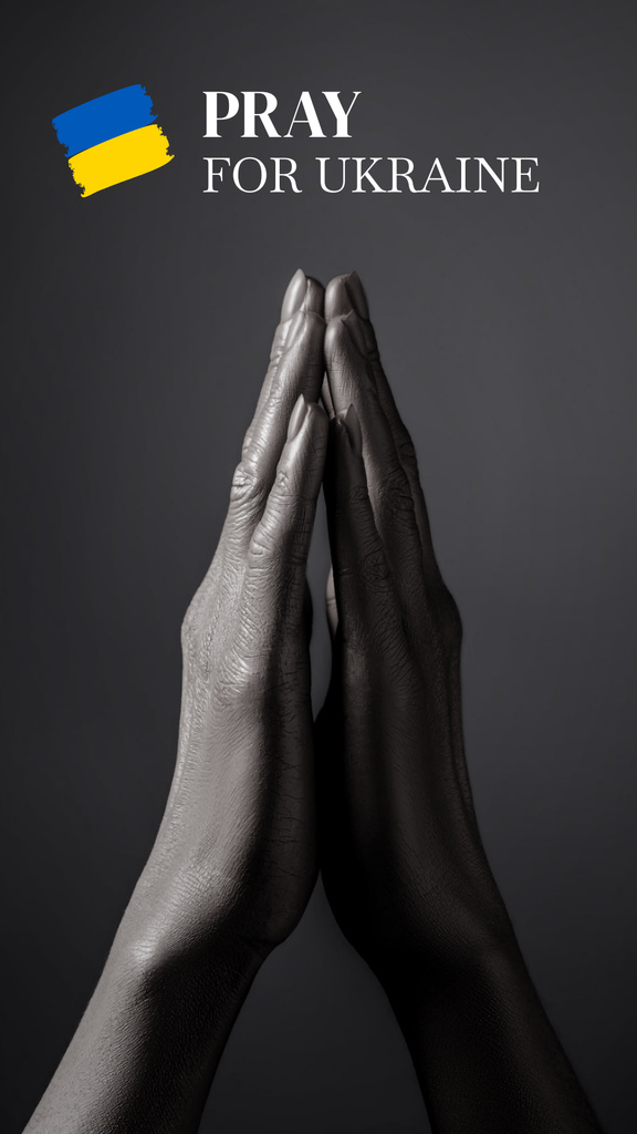 Modèle de visuel Pray for Ukraine Phrase on Black and White - Instagram Story