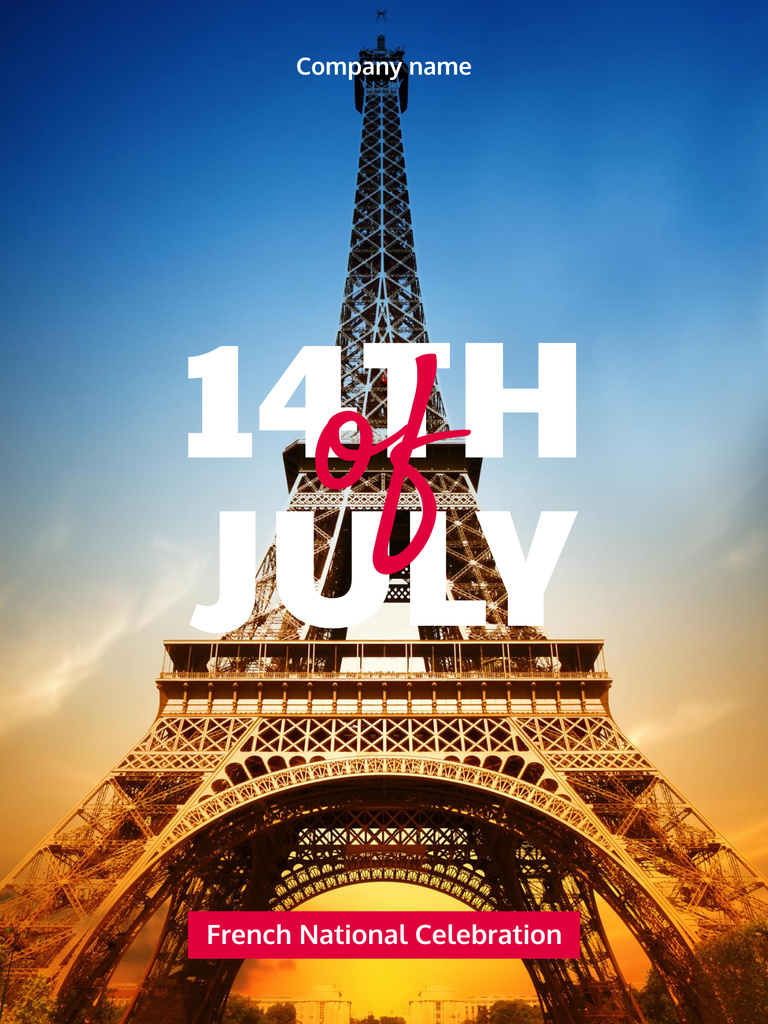 Bastille Day of France Event Celebration Announcement Poster US tervezősablon