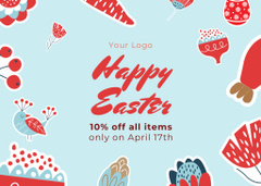 Easter Discount Announcement with Bright Illustration