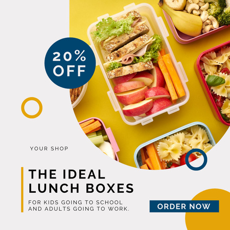Modèle de visuel Boîtes à lunch scolaires riches en nutriments à des tarifs réduits - Instagram AD